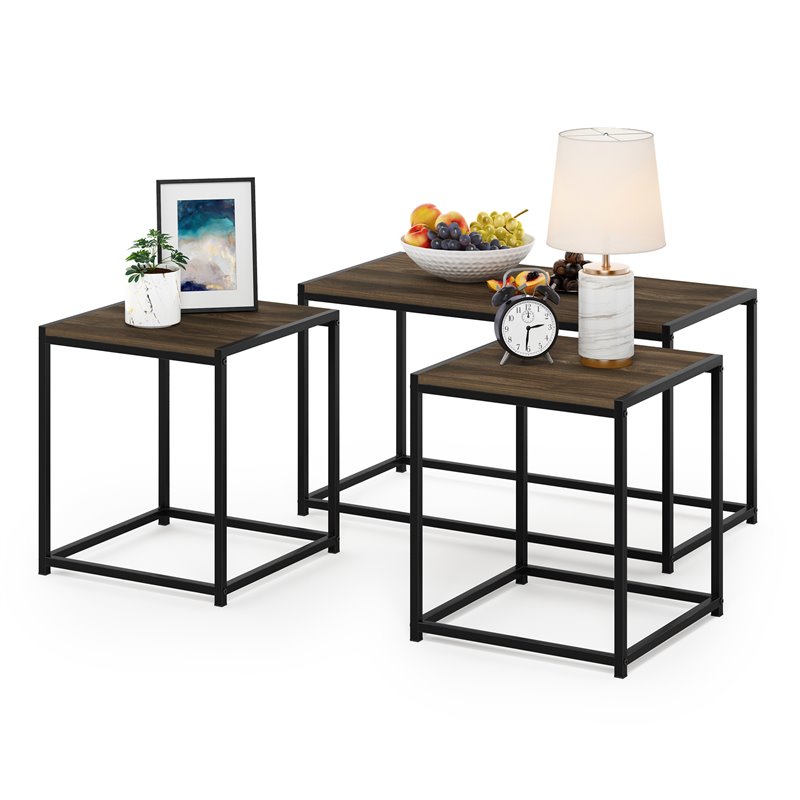 Pemberly Row Engineered Wood Living Room Table Set in Columbia Walnut