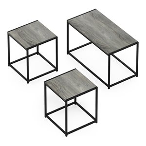 Pemberly Row Engineered Wood Living Room Table Set in French Oak Gray
