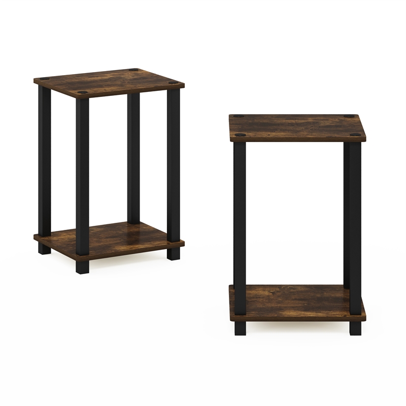 Pemberly Row End Table in Small in Set of 2 in Amber Pine/Black