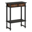 Pemberly Row Tall-Wide Hallway Console Table with Bin in Espresso/Brown