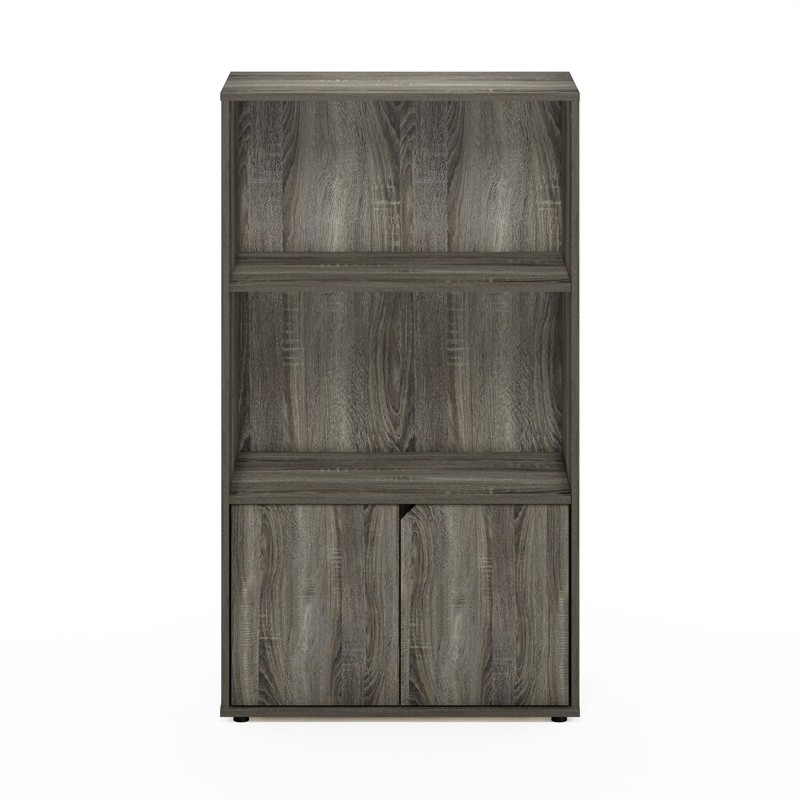 Pemberly Row Kitchen Storage Shelf with Cabinet in French Oak Gray