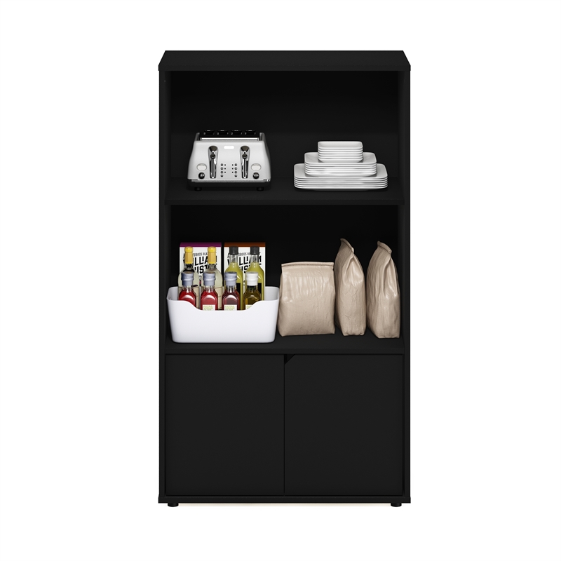 Pemberly Row Kitchen Storage Shelf with Cabinet in Americano