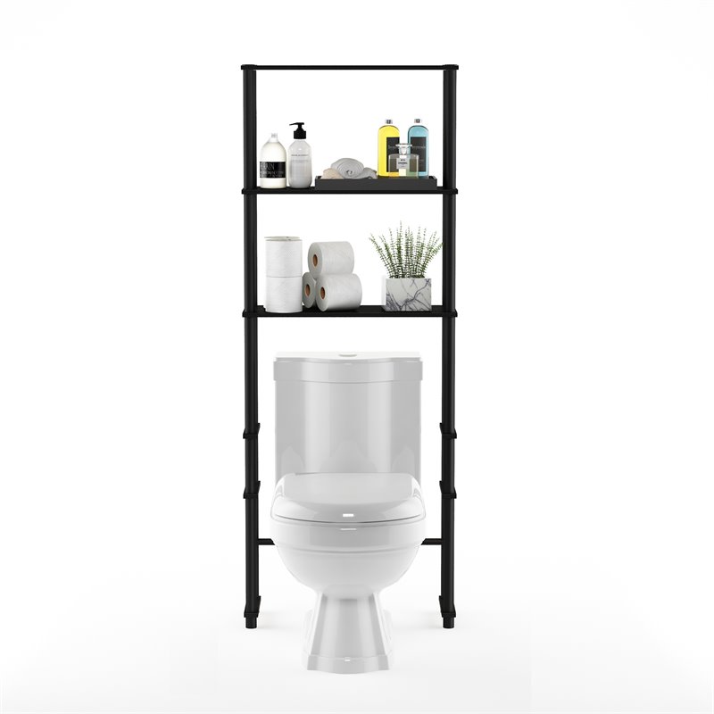 Pemberly Row Turn-N-Tube Wood Toilet Space Saver with 3 Shelves - Espresso/Black