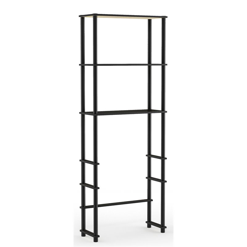 Pemberly Row Turn-N-Tube Wood Toilet Space Saver with 3 Shelves - Espresso/Black