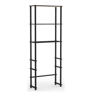 Pemberly Row Turn-N-Tube Wood Toilet Space Saver with 3 Shelves - Espresso/Black