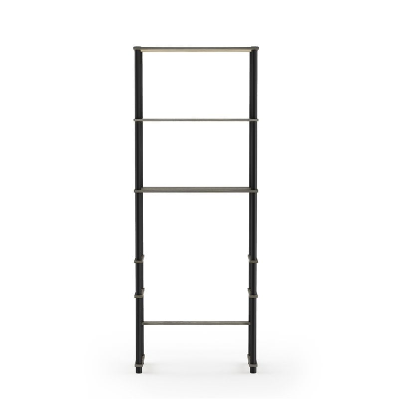 Pemberly Row Turn-N-Tube Wood Toilet Space Saver with 3 Shelves - Oak Gray/Black