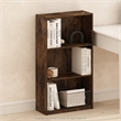 Pemberly Row Contemporary 3-Tier Bookcase Storage Shelves in Amber Pine
