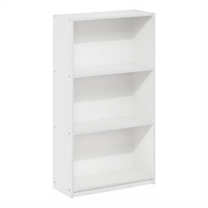 Pemberly Row Contemporary 3-Tier Bookcase Storage Shelves in White