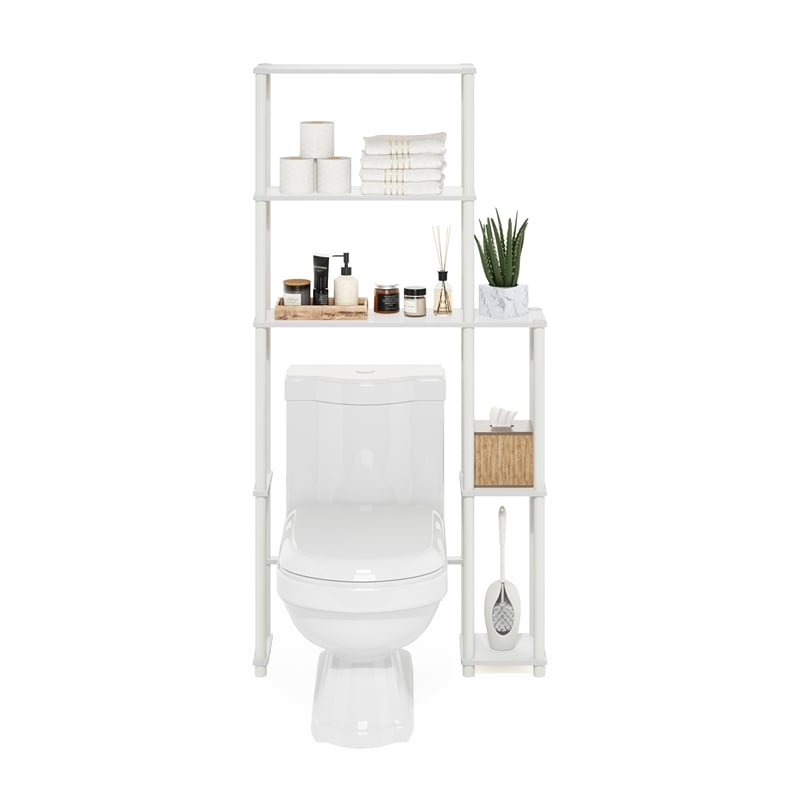 Pemberly Row Turn-N-Tube Toilet Space Saver with 5 Shelves in White