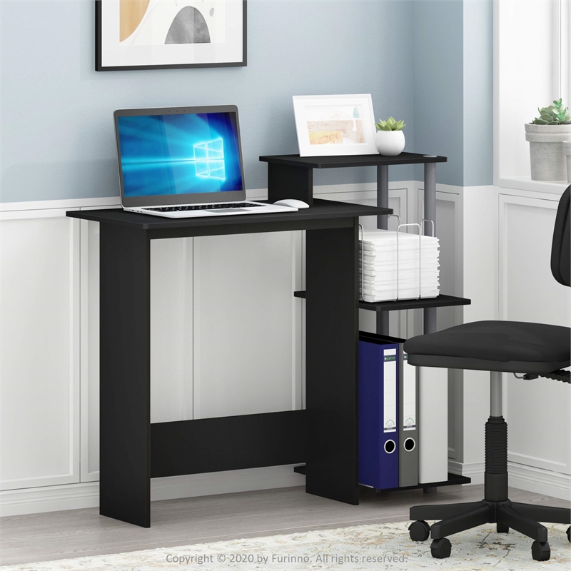Pemberly Row Contemporary Laptop/Computer Desk in Solid Black