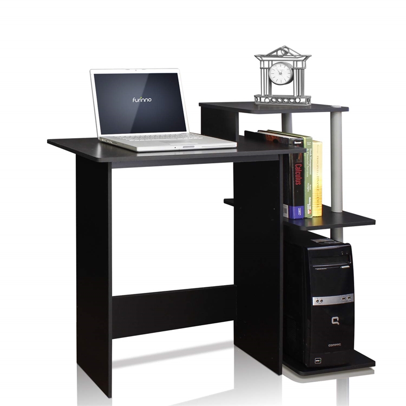 Pemberly Row Contemporary Laptop/Computer Desk in Solid Black