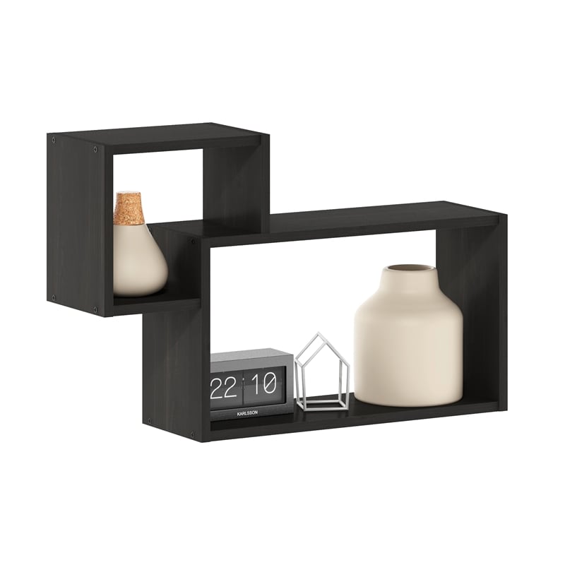 Pemberly Row Interweave Wall Mount Floating Decorative Shelf in Set of Espresso