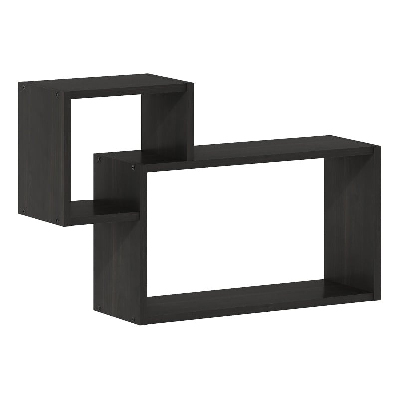 Pemberly Row Interweave Wall Mount Floating Decorative Shelf in Set of Espresso