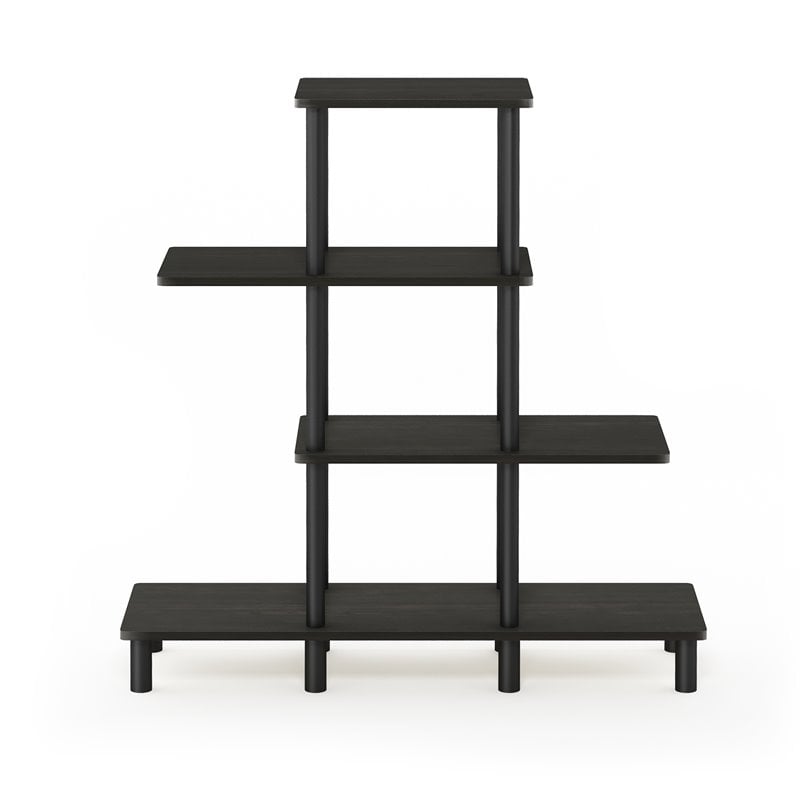 Pemberly Row Turn-N-Tube Wood 4-Tier Design Display Rack in Espresso/Black