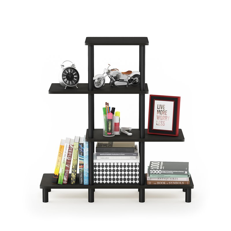 Pemberly Row Turn-N-Tube Wood 4-Tier Design Display Rack in Espresso/Black