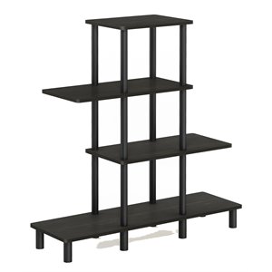 Pemberly Row Turn-N-Tube Wood 4-Tier Design Display Rack in Espresso/Black