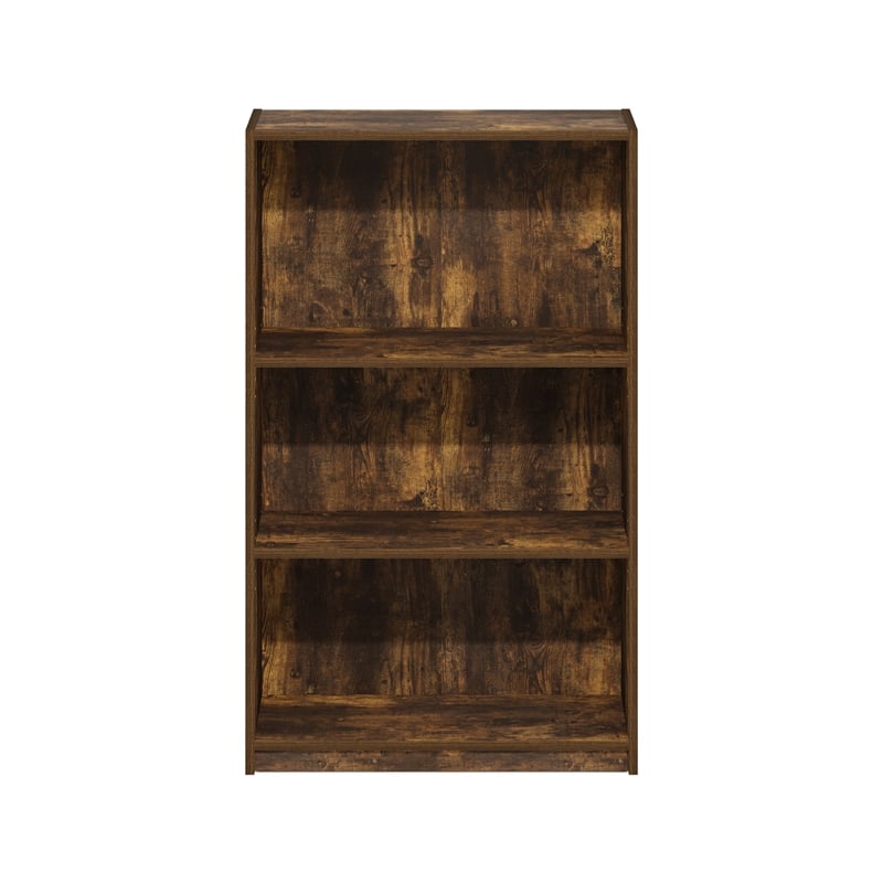 Pemberly Row Adjustable Shelf Bookcase in 3-Tier in Amber Pine