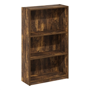 Pemberly Row Adjustable Shelf Bookcase in 3-Tier in Amber Pine