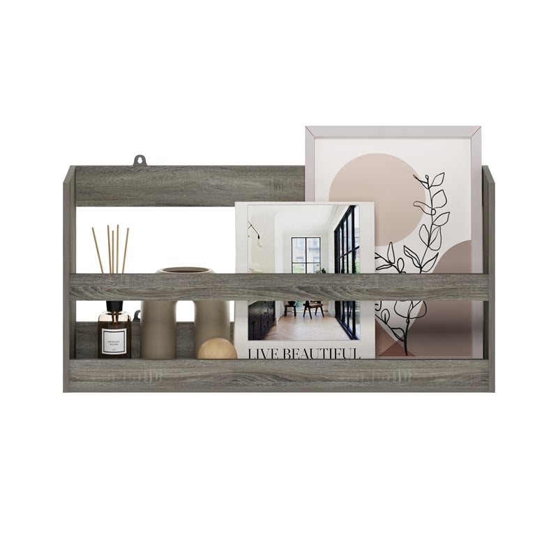 Pemberly Row Multipurpose Wall Mounting Storage Shelf in French Oak