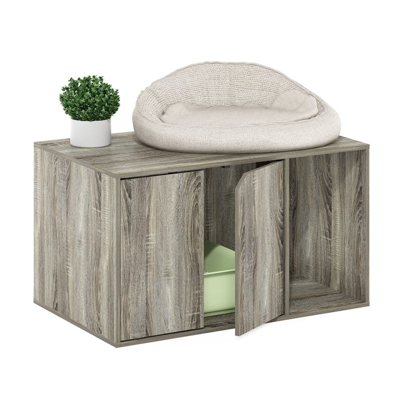 Pemberly Row Contemporary Litter Box Enclosure in French Oak Gray