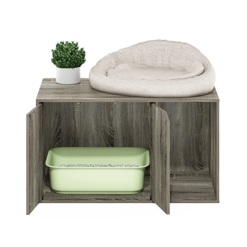 Pemberly Row Contemporary Litter Box Enclosure in French Oak Gray