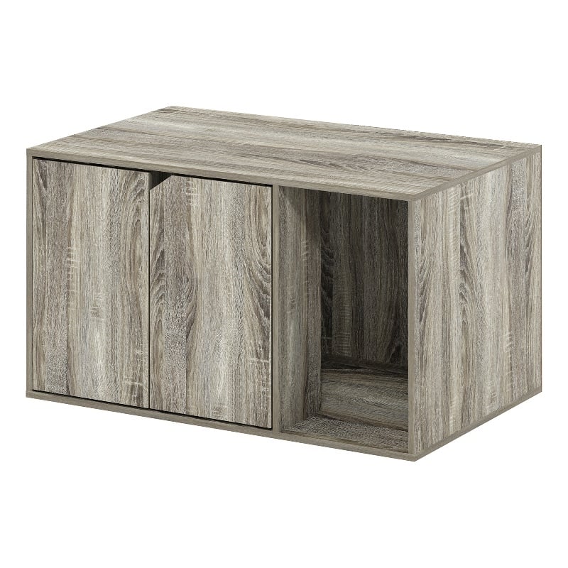 Pemberly Row Contemporary Litter Box Enclosure in French Oak Gray