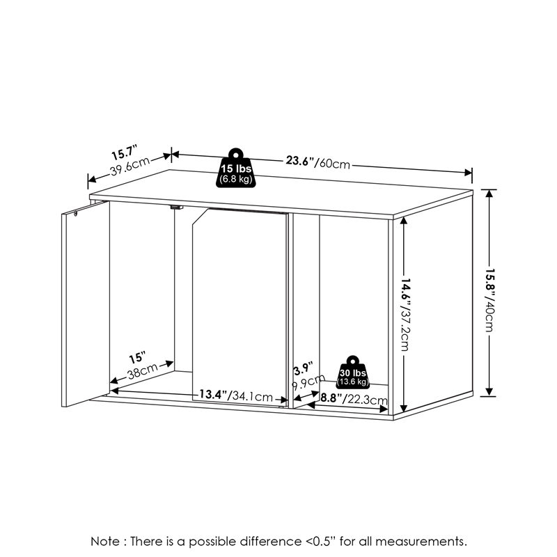 Pemberly Row Contemporary Small Litter Box Enclosure in French Oak Gray