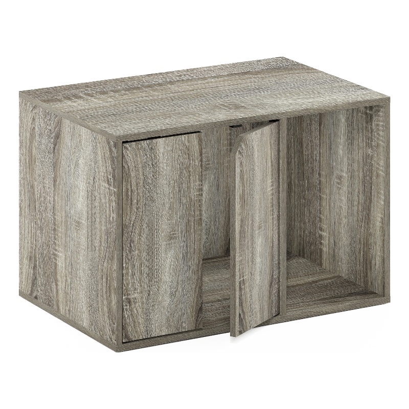 Pemberly Row Contemporary Small Litter Box Enclosure in French Oak Gray