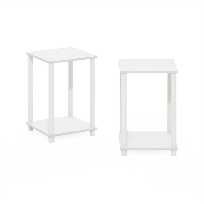 Pemberly Row Turn-N-Tube Haydn End Table in White in Set of 2