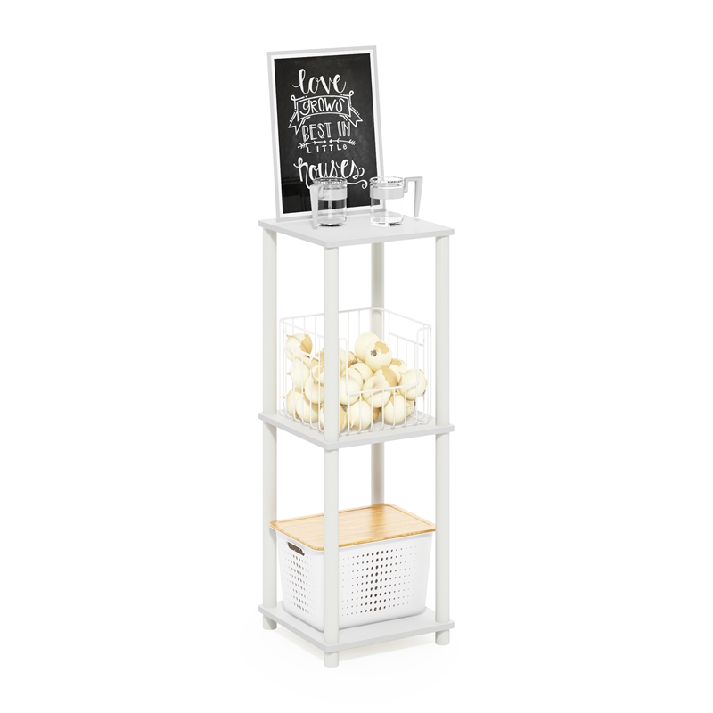 Pemberly Row Turn-N-Tube Haydn End Table in White in Set of 2