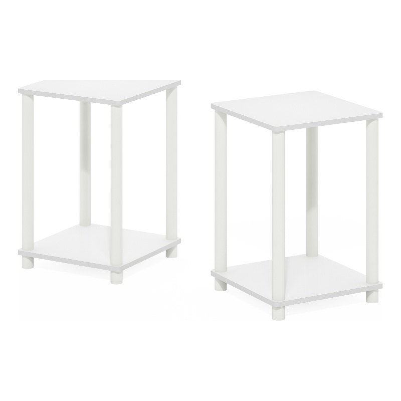Pemberly Row Turn-N-Tube Haydn End Table in White in Set of 2