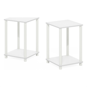 Pemberly Row Turn-N-Tube Haydn End Table in White in Set of 2