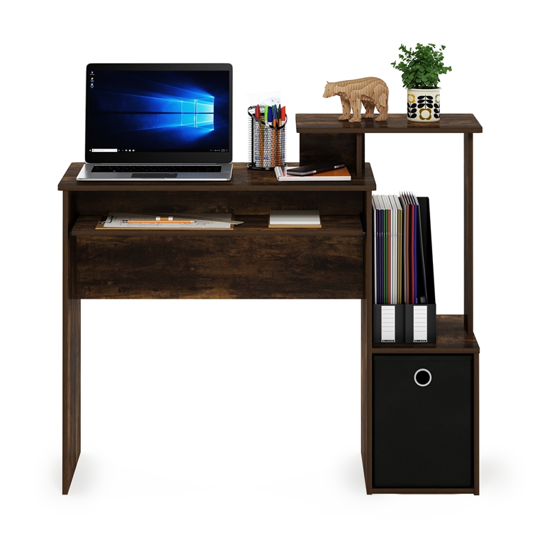 Pemberly Row Multipurpose Home Office Computer/Writing Desk Amber Pine/Black