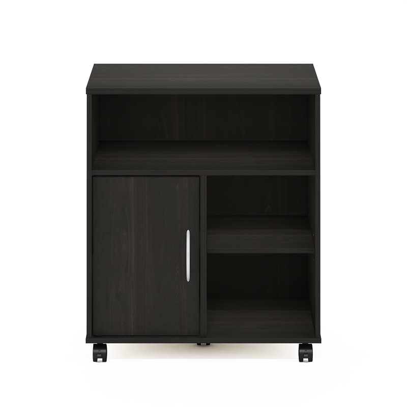 Pemberly Row Office Under Desk Printer Holder with Wheels in Espresso