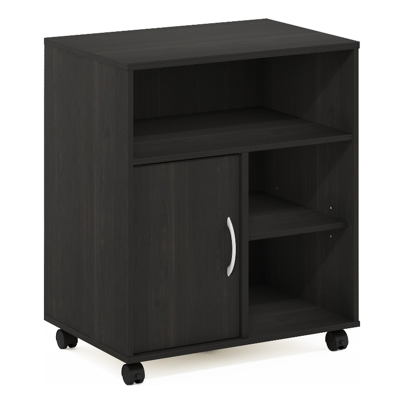 Pemberly Row Office Under Desk Printer Holder with Wheels in Espresso
