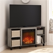 Pemberly Row Corner Fireplace TV Stand with 4 Open French Oak Gray