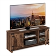 Pemberly Row Farmhouse Barn Door TV Entertainment Cabinet with Rustic Brown