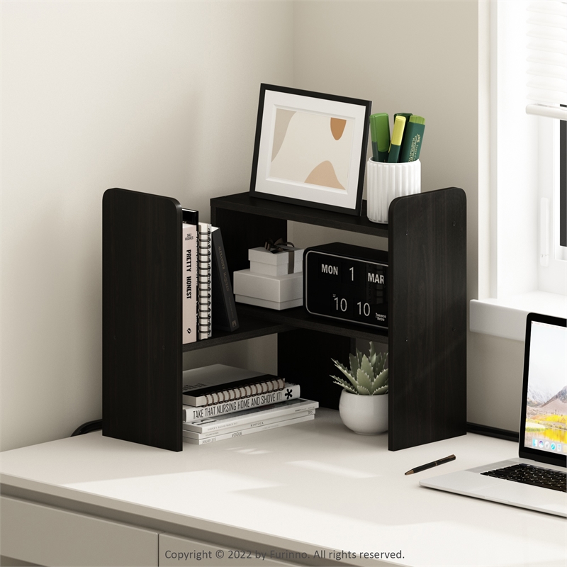 Pemberly Row Classic Desk Top Organizer Bookshelf in Espresso