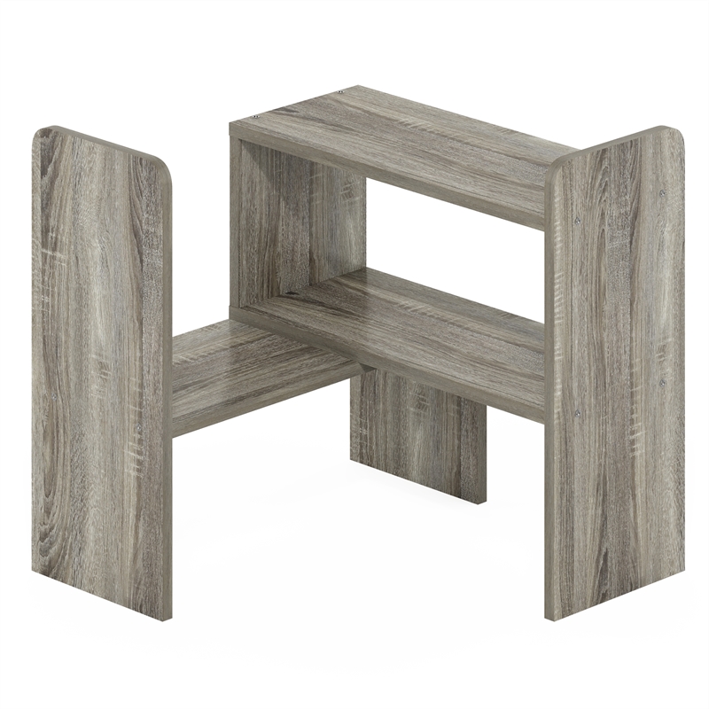 Pemberly Row Classic Desk Top Organizer Bookshelf in French Oak