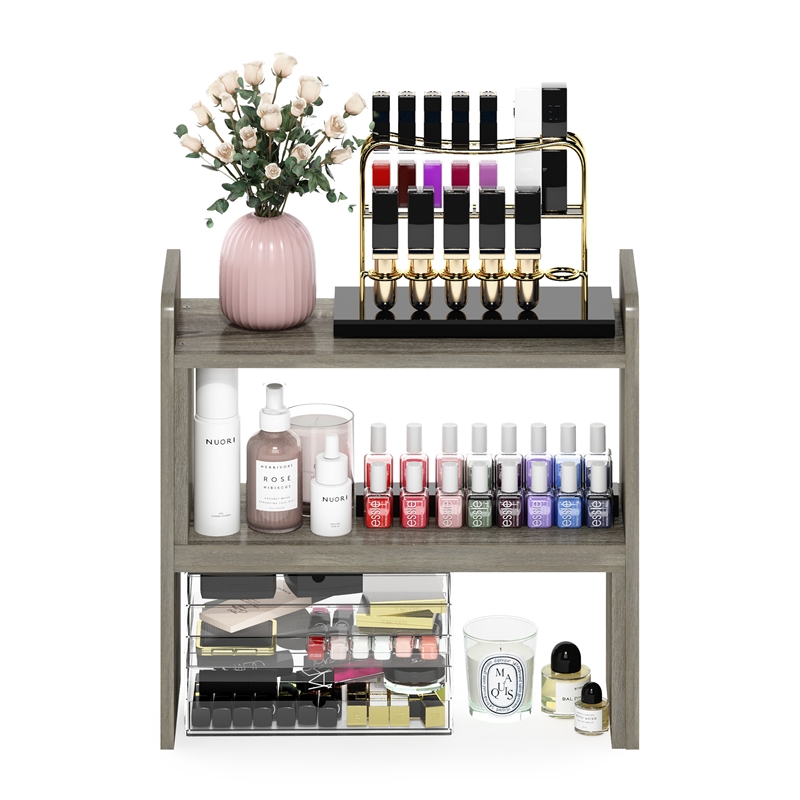 Pemberly Row Classic Desk Top Organizer Bookshelf in French Oak