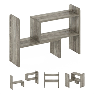 Pemberly Row Classic Desk Top Organizer Bookshelf in French Oak