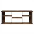 Pemberly Row TV Stand with Plastic Poles for TV up to Amber Pine/Black