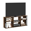Pemberly Row TV Stand with Plastic Poles for TV up to Amber Pine/Black