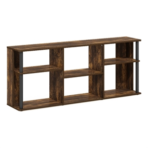 Pemberly Row TV Stand with Plastic Poles for TV up to Amber Pine/Black