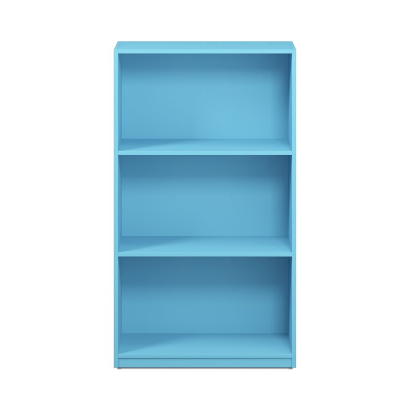 Pemberly Row Engineered Wood 3-Tier Bookcase Storage Shelves in Light Blue