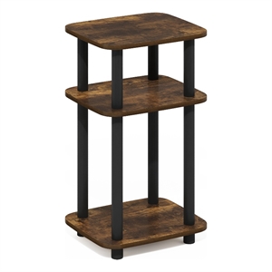 Pemberly Row 3-Tier Turn-N-Tube Curve End Table in Side Table Amber Pine/Black