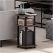 Pemberly Row 3-Tier Turn-N-Tube Curve End Table in Side Columbia Walnut/Black
