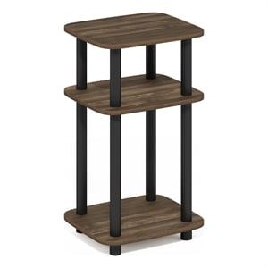 Pemberly Row 3-Tier Turn-N-Tube Curve End Table in Side Columbia Walnut/Black