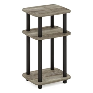 Pemberly Row 3-Tier Turn-N-Tube Curve End Table in Side Table French Oak/Black