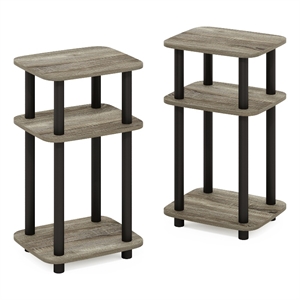 Pemberly Row 3-Tier Turn-N-Tube Curve End Table in Side Table French Oak/Black